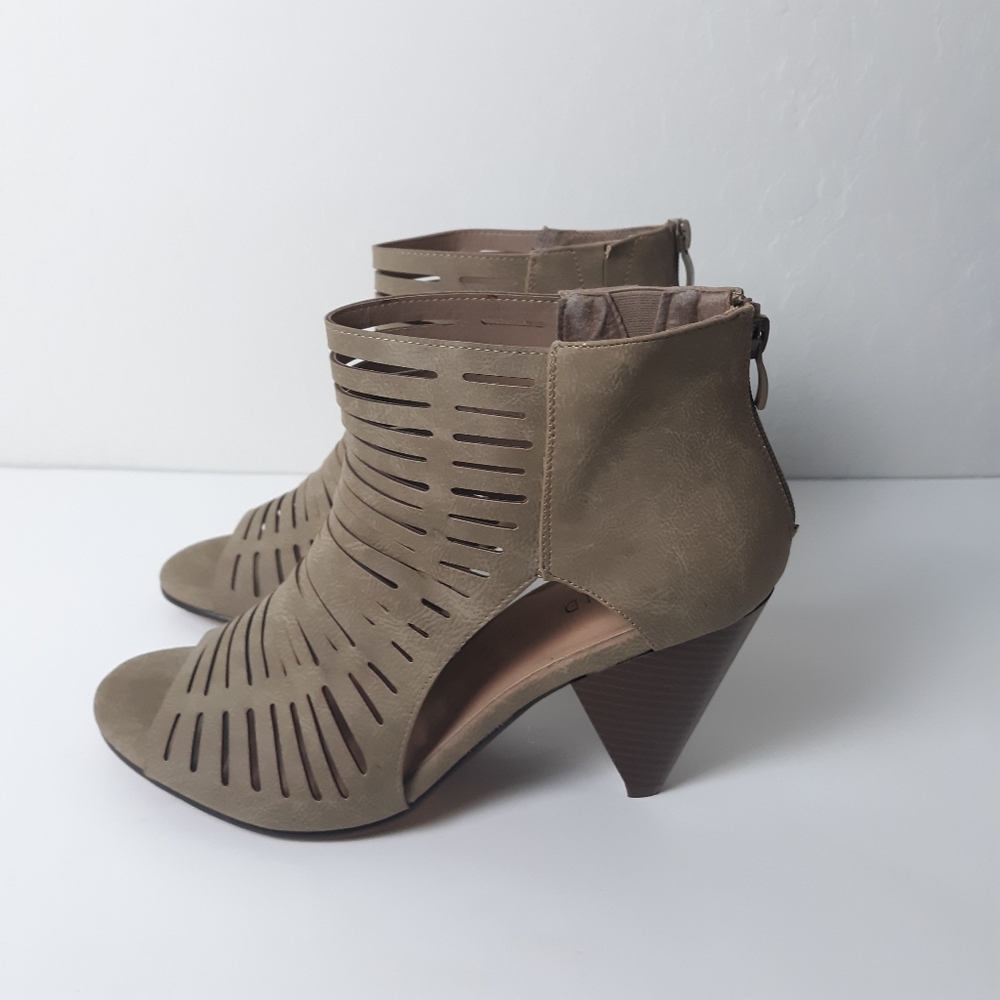 Torrid perforated peep-toe cone heel booties